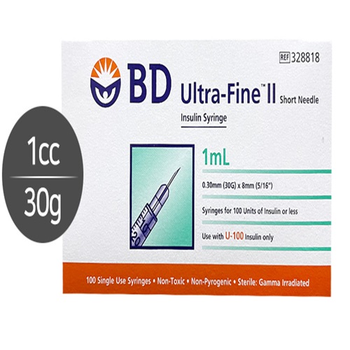 BD)인슐린주사기(Insulin Syringe) 1CC 30G 8mm/1통(100개)