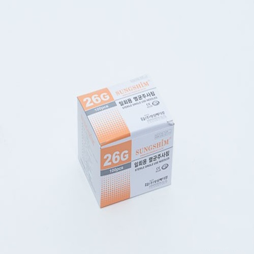 성심)일회용주사침(Long Needle) 26G 38mm 1-1/2INCH / 1통(100개)