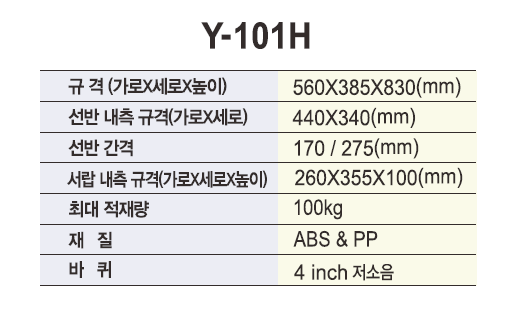 열린세상)PVC 드레싱카 (3단,서랍1식,난간) Y-101H